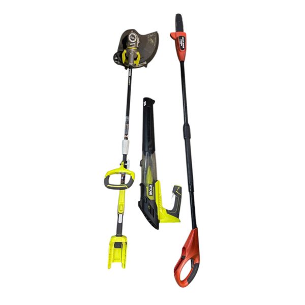 Group of Ryobi Weed Wacker, Ryobi Leaf Blower, Etc.