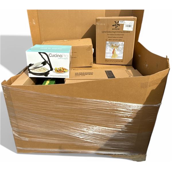 Pallet containing BNIB Ultrasonic Humidifier- MNS-A09, Reptile Light Hood,Outdoor Angel Christmas De