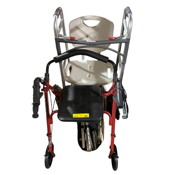 Mobility Aid Bundle â€“ Rollator Walker, Bath Chair, Folding Walker + Assist Equip