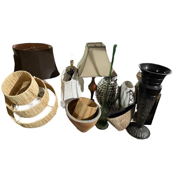 Assorted Decorative Vases, Lamp Bases, Shades & Home Decor â€“ Rustic/Modern Mix â