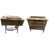 Image 1 : Antique "WHITE" Treadle Sewing Machine Table  & Vintage 3-Drawer Dresser with Carved Accents