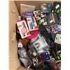 Image 2 : Box of Brand New Items - Headphones, Cords, Locks, Airpod Case, Luggage Tag, Ties, Etc.