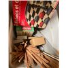 Image 2 : Group of 2 Boxes of Misc - Tools, Wood Pieces, Stool, Etc.