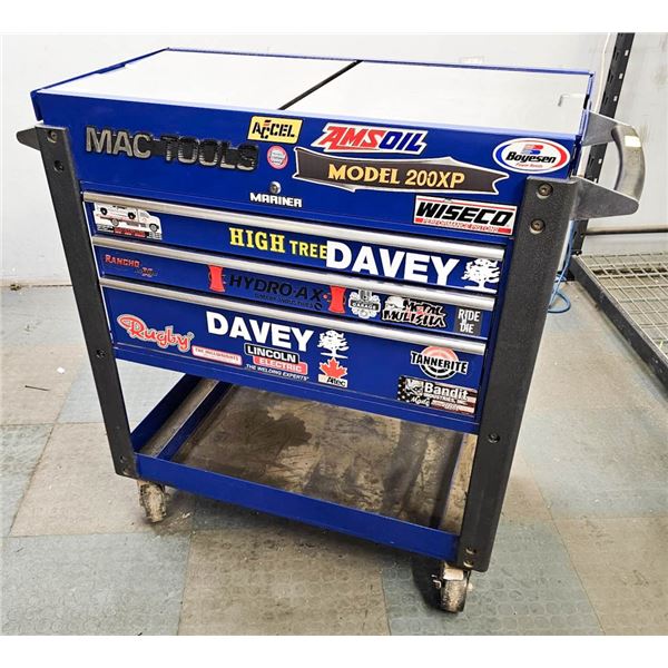 MAC TOOLS BLUE TOOL CART W/ 3 DRAWER & SLIDING TOP