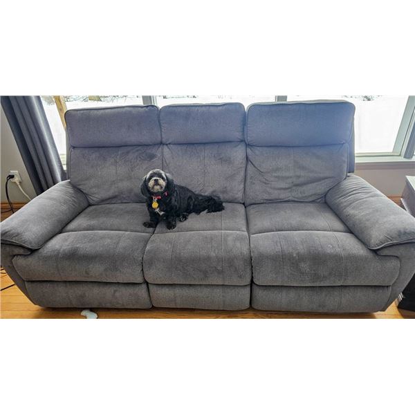 CHARCOAL GREY ELECTRIC RECLINING COUCH & CHAIR