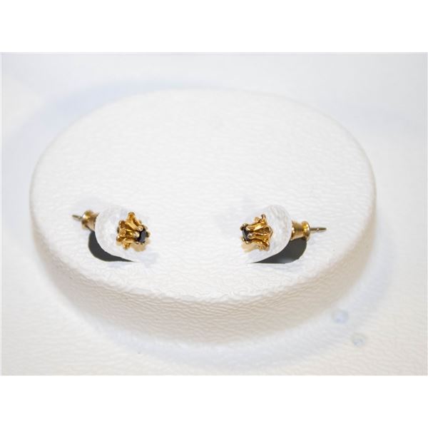 ESTATE SMALL BLUE SAPPHIRE EARRINGS IN BOX