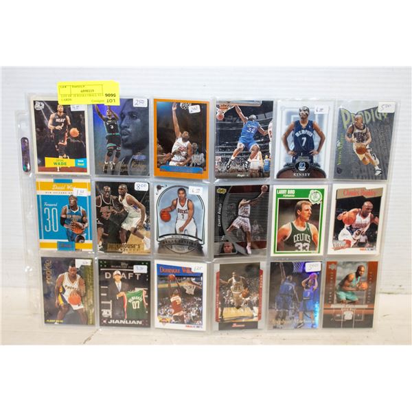 LOT OF 18 BASKETBALL STAR CARDS