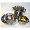 Image 1 : 6PC STAINLESS GERMAN POT AND LID WITH CHEFMATE