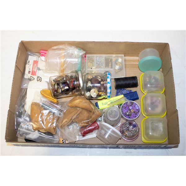 FLAT OF BEADS AND CRAFTING MATERIALS