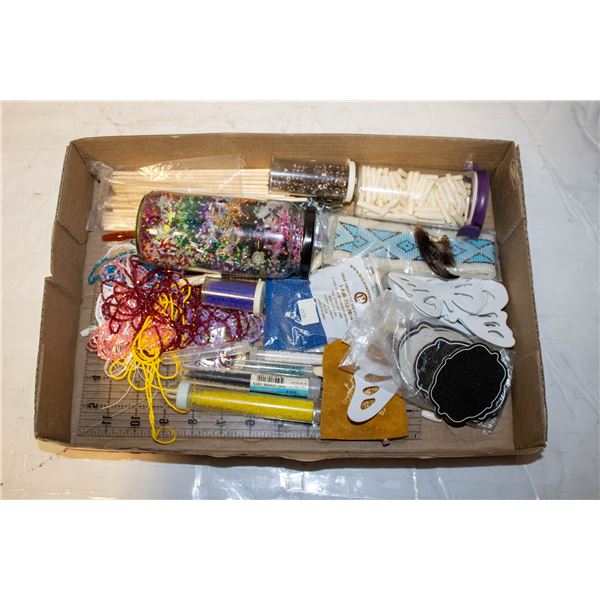 FLAT OF BEADS AND CRAFTING MATERIALS