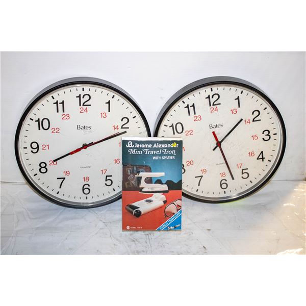2 CLOCKS & TRAVEL IRON