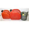 Image 1 : 2 SMALL GAS CANS WITH VINTAGE WATERING CAN