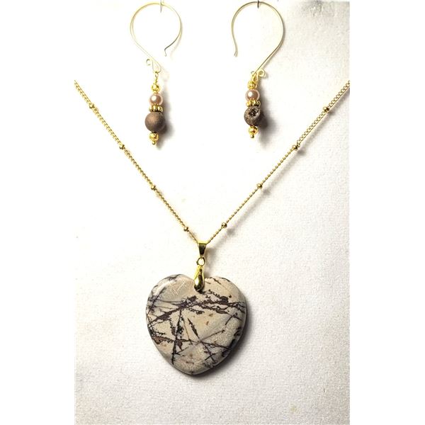8)  NATURAL PICCASO JASPER CUT TO A HEART SHAPE