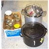 Image 1 : 2 LARGE STOCK POTS PLUS JAM POT WITH JARS AND
