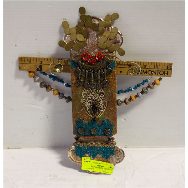 FOLK ART HADMADE CROSS WALL HANGING
