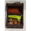 Image 1 : ESTATE COINS & TOLENS IN WOODEN BOX-ESTATE