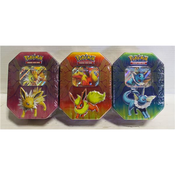 LOT OF 3 SEALED POKEMON GX TINS 4PKS PER TIN 2019