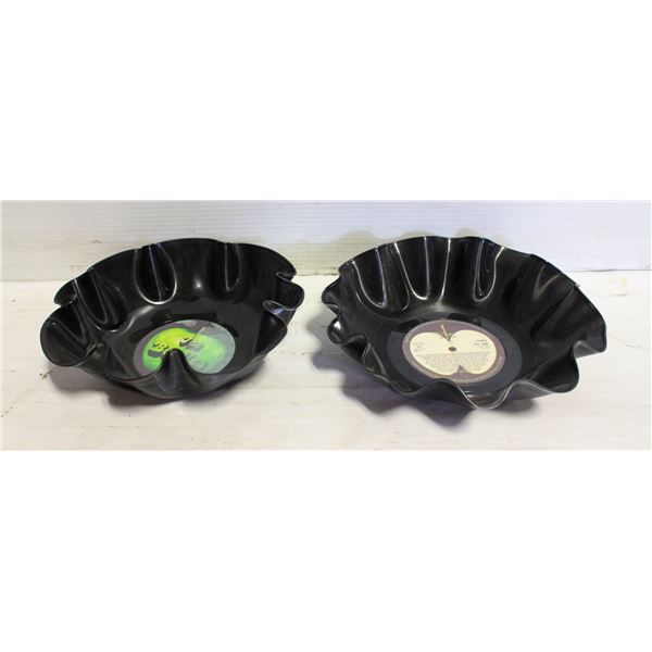 2 BEATLES RECORDS MELTED INTO BOWLS