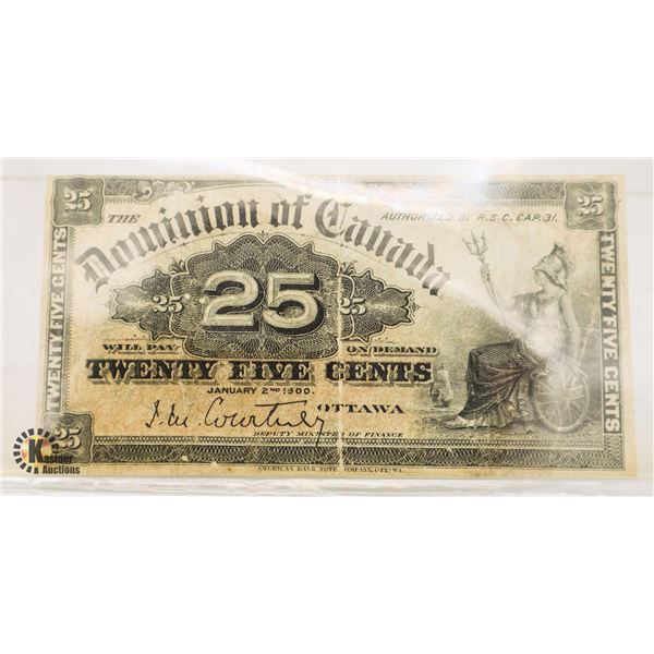 1900 DOMINION OF CANADA 25C NOTE