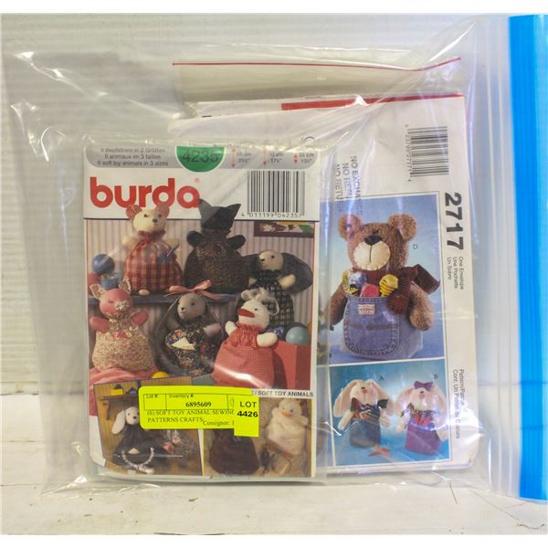 (6) SOFT TOY ANIMAL SEWING PATTERNS CRAFTS: