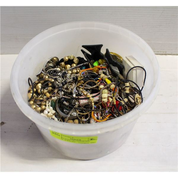 BUCKET FULL OF UNSORTED ESTATE JEWELRY