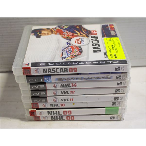 (8) PLAYSTATION-3 VIDEO GAMES: NASCAR,