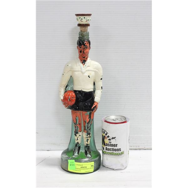 VINTAGE SOCCER PLAYER WINE BOTTLE