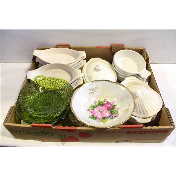 TRAY OF ASSORTED SERVING DISHES