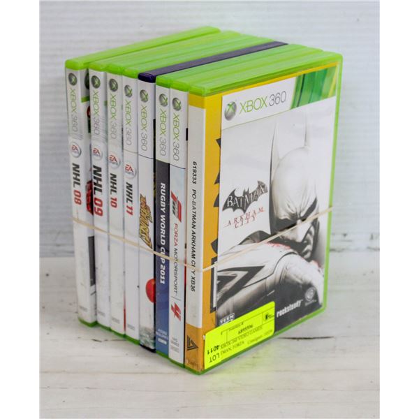 (8) XBOX-360 VIDEO GAMES: BATMAN, FORZA