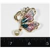 Image 1 : NEW RHINESTONE PINK/BLUE WINGED BUTTERFLY BROOCH