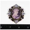 Image 1 : NEW ANTIQUE CAMEO STYLE PURPLE LADY BROOCH