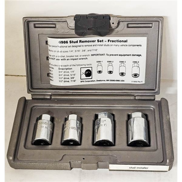 4PC- 6986 STUD REMOVER SET; FRACTIONAL 3/8" DRIVE: