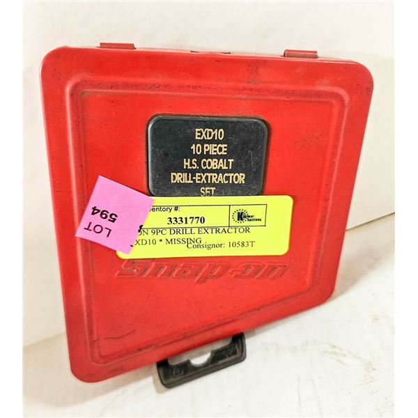 SNAP-ON 9PC DRILL EXTRACTOR SET EXD10 * MISSING