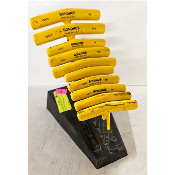 BONDHUS 10PC T-HANDLE BALLL END HEX KEY SET