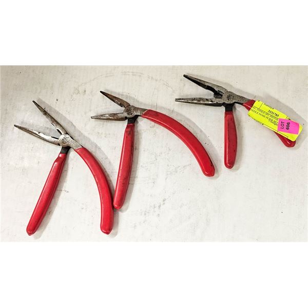 MAC TOOLS 3PC PISTOL GRIP NEEDLE NOSE PLIER SET;