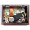 Image 1 : WOOD BOX WITH ESTATE VINTAGE WORLD AND