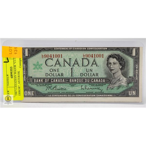 1967 CANADIAN MAJOR "CUT ERROR", ASTERISK