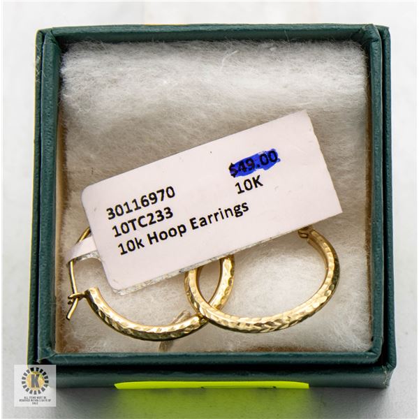 10K STAMPED HOOP EARRINGS WITH TAGS
