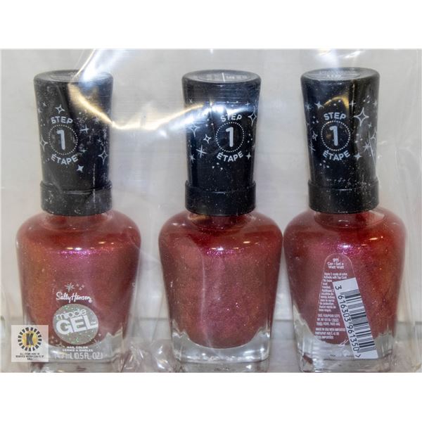 NEW 3 PACK OF SALLY HANSEN MIRACLE GEL NAIL COLOUR