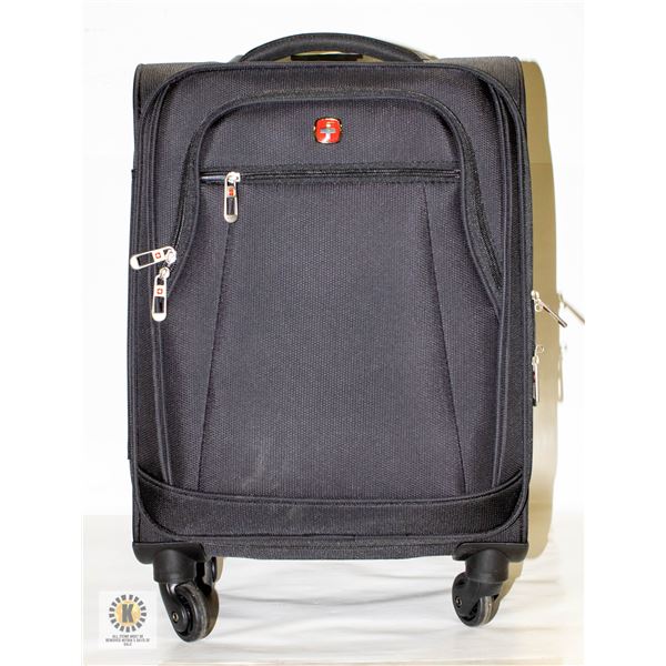 NEW SWISS ARMY BLACK SPINNER CARRY ON LUGGAGE BAG