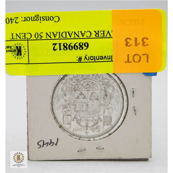 1945 SILVER CANADIAN 50 CENT PIECE