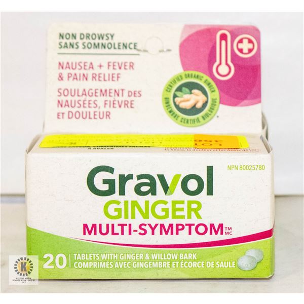 TWO 20 PACKS OF GRAVOL GINGER MULTI-SYMPTOM