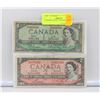 Image 1 : CANADA 1954 $1 + 1954 $2 BILLS