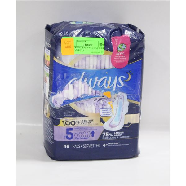 NEW 46 PADS ALWAYS DISCREET FLEXI-WING 5