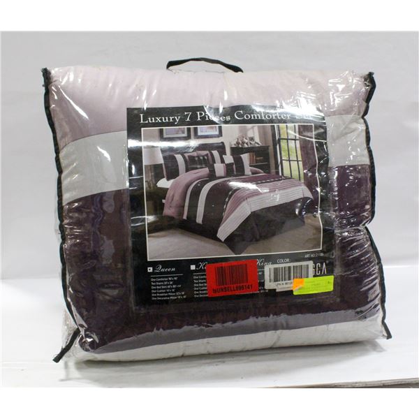 BRAND NEW QUEEN KUXURY 7PIECE COMFORTER SET PURPLE