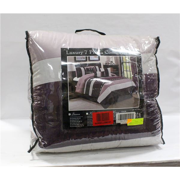 BRAND NEW QUEEN KUXURY 7PIECE COMFORTER SET PURPLE