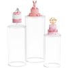 Image 1 : SET OF 3 NEW CLEAR ROUND CYLINDER PEDESTAL STANDS