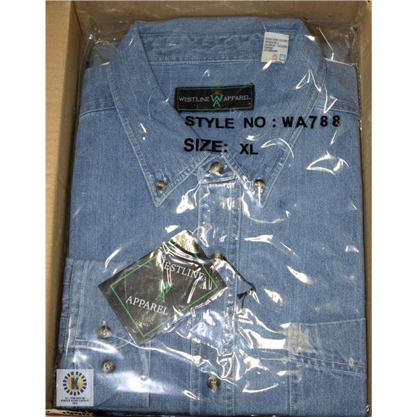 NEW MEN'S SHIRTS CASE OF 9 DENIM SIZE XL
