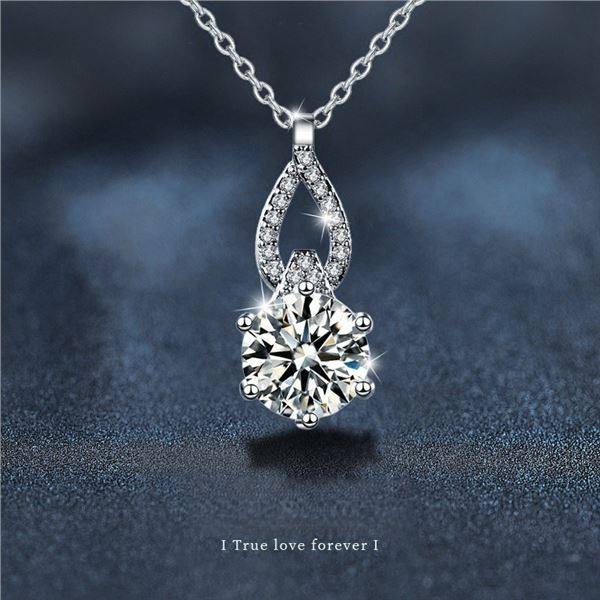 2 CT GRA CERTIFIED ROUND BRILLIANT 925S NECKLACE