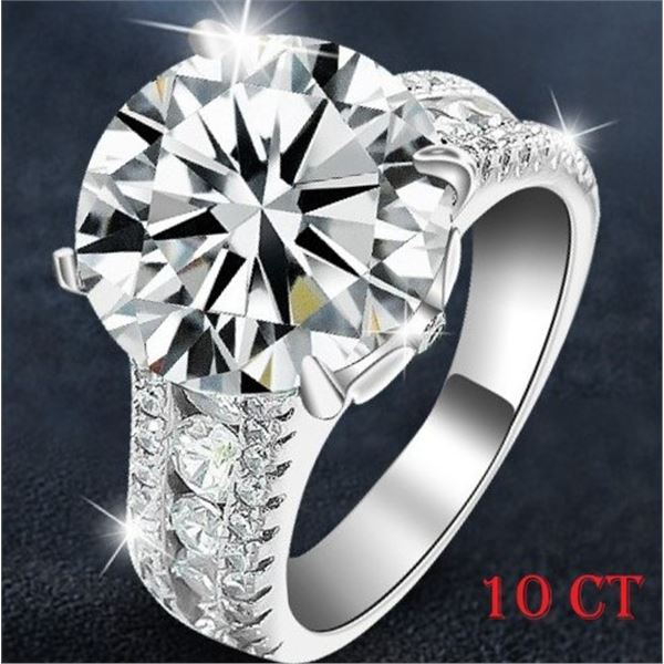 10.0 CT GRA CERTIFIED ROUND BRILLLIANT MOISSANITE 925